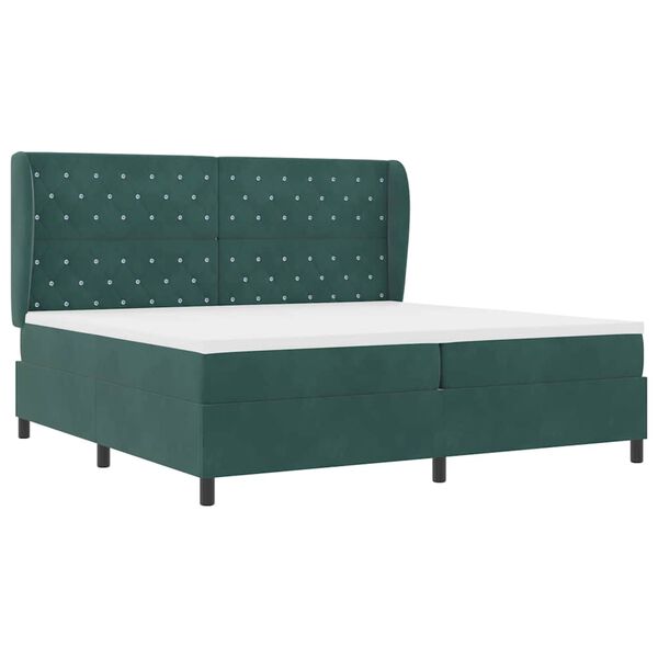 vidaXL Cama Box com colch&atilde;o Verde Escuro 200 x 200 cm Poli&eacute;ster