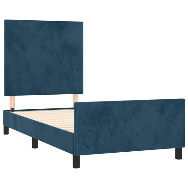 vidaXL Estrutura de cama sem colch&atilde;o 100x200 cm veludo azul-escuro