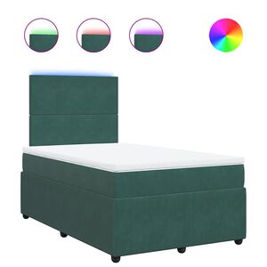vidaXL Cama boxspring com colch&atilde;o 120x190 cm veludo verde-escuro