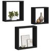 vidaXL Prateleiras de parede em forma de cubo 3 pcs MDF preto