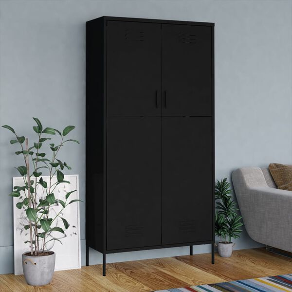 vidaXL Roupeiro 90x50x180 cm a&ccedil;o preto