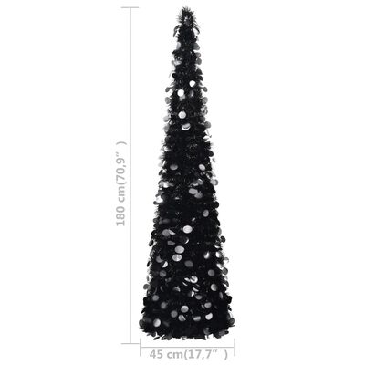 vidaXL Árvore de Natal pop-up artificial 180 cm PET preto