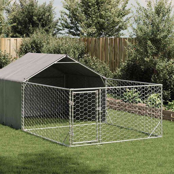vidaXL Canil exterior para c&atilde;es com corredor 7x2x1,5 m a&ccedil;o galvanizado