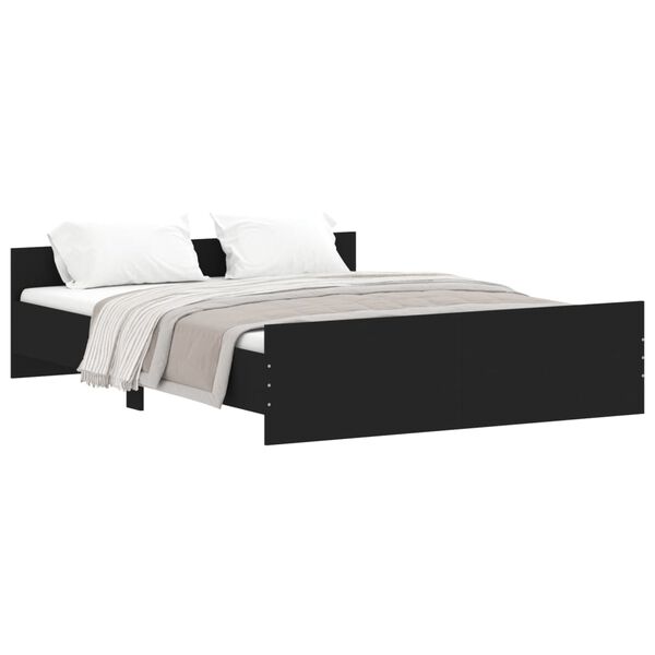 vidaXL Estrutura cama c/ pain&eacute;is de cabeceira e p&eacute;s 140x200 cm preto