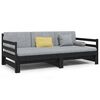 vidaXL Sof&aacute;-cama de puxar 2x(80x200) cm pinho maci&ccedil;o preto
