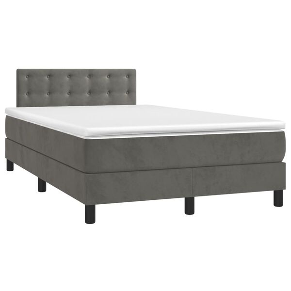 vidaXL Cama boxspring com colch&atilde;o 120x190 cm veludo cinzento-escuro