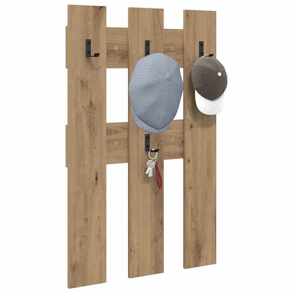 vidaXL Cabideiro de Parede Carvalho Artesanal 65 x 3 x 100 cm