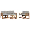 vidaXL Conjunto de Sof&aacute;s para Exterior 6 pcs Cinza Natural e Claro