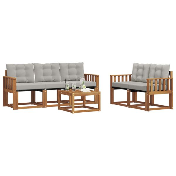 vidaXL Conjunto de Sof&aacute;s para Exterior 6 pcs Cinza Natural e Claro