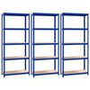 vidaXL Estante canto 5 prateleiras 3 pcs derivados de madeira/a&ccedil;o azul