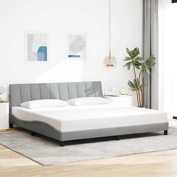vidaXL Estrutura de cama sem colch&atilde;o Hanko 200x200 cm tecido cinzento-claro