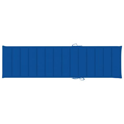 vidaXL Espreguiçadeira com almofadão azul real madeira teca maciça