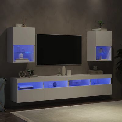 vidaXL Móveis de TV com luzes LED 2 pcs 40,5x30x60 cm branco