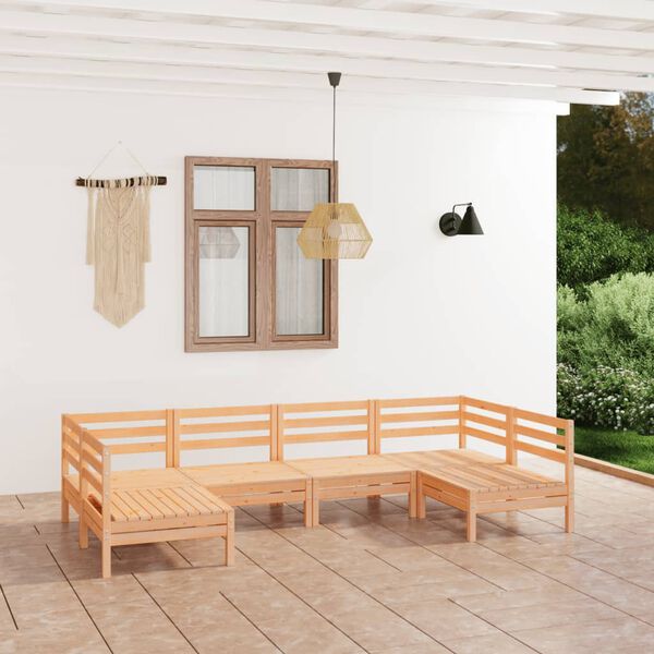 vidaXL 6 pcs conjunto lounge de jardim pinho maci&ccedil;o