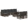 vidaXL Conjunto de Sof&aacute; de Jardim 10 unid. Cinzento vime PE