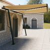 vidaXL Toldo autom. LED e sensor de vento 4,5x3 m amarelo e branco