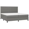 vidaXL Cama box spring c/ colch&atilde;o e LED 200x200 cm tecido cinza-escuro