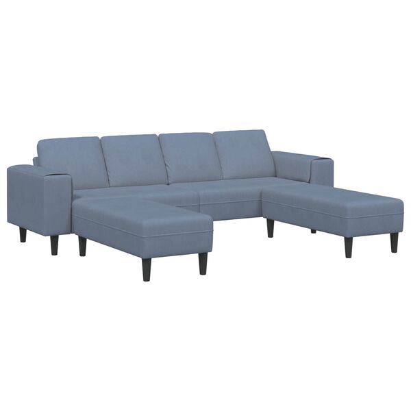 vidaXL Sof&aacute; Azul 250 x 188 x 76 cm Tecido de Veludo Cotele