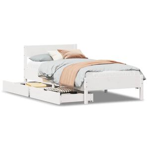 vidaXL Cama sem colch&atilde;o 75x190 cm madeira de pinho maci&ccedil;a branco
