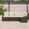 vidaXL Conjunto de Sof&aacute; de Jardim 5 pcs Marrom e Branco vime PE