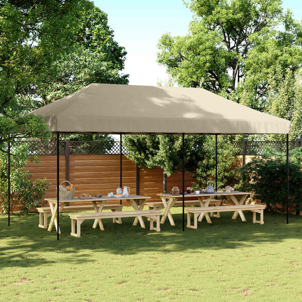 vidaXL Tenda de Festa Cinzento-acastanhado 292 x 580 x 315 cm