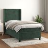 vidaXL Cama com molas/colch&atilde;o 90x190 cm veludo verde-escuro