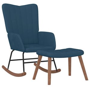 vidaXL Cadeira de baloi&ccedil;o com banco veludo azul