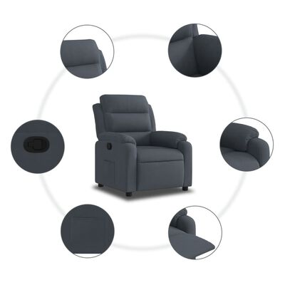 vidaXL Cadeira reclinável veludo cinzento-escuro