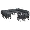 vidaXL Conjunto de Sof&aacute; de Jardim com almofada 12 pcs Preto Alum&iacute;nio