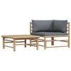 vidaXL 2 pcs conj. lounge jardim em bambu c/ almofad&otilde;es cinza-escuro
