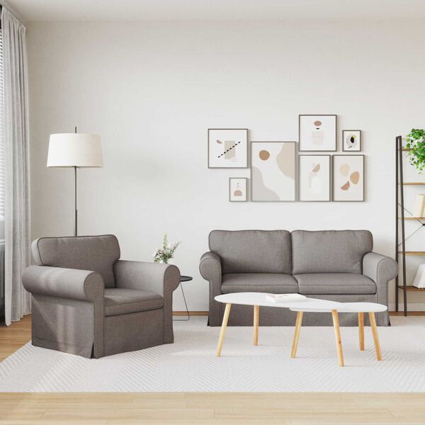 vidaXL Sof&aacute; 2 pcs Cinzento-acastanhado 175 x 82 x 80 cm tecido