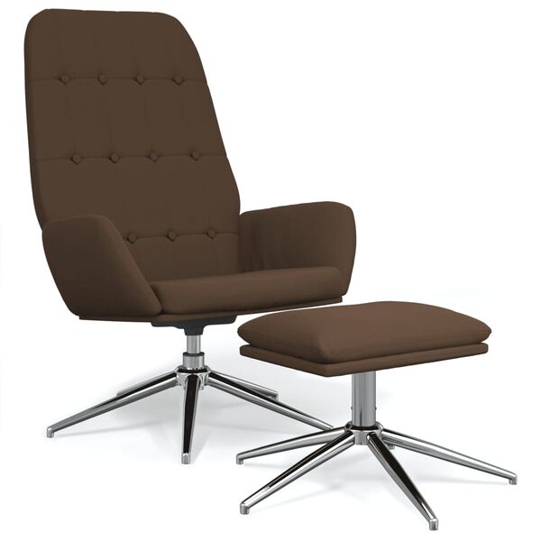 vidaXL Cadeira descanso c/ banco p/ p&eacute;s tecido de microfibra castanho