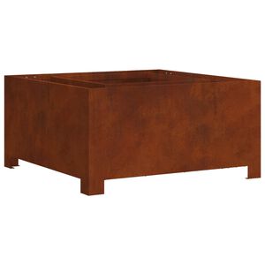 vidaXL Fire Pit Castanho 80 x 80 x 40 cm A&ccedil;o resistente &agrave;s intemp&eacute;ries