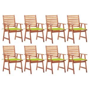 vidaXL Cadeiras de jantar p/ jardim 8 pcs c/ almofad&otilde;es ac&aacute;cia maci&ccedil;a