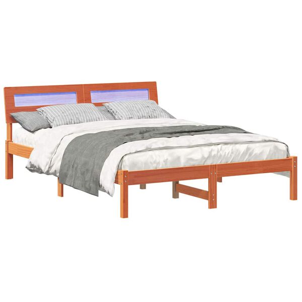 vidaXL Estrutura da Cama com cabeceira Marrom Cera 135 x 190 cm