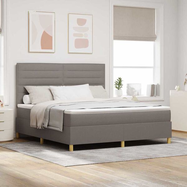 vidaXL Cama Box com colch&atilde;o Cinzento-acastanhado 180 x 200 cm tecido