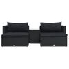 vidaXL 5 pcs conjunto lounge de jardim c/ almofadões vime PE preto