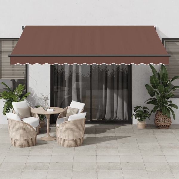 vidaXL Toldo retr&aacute;til autom&aacute;tico 400x350 cm castanho