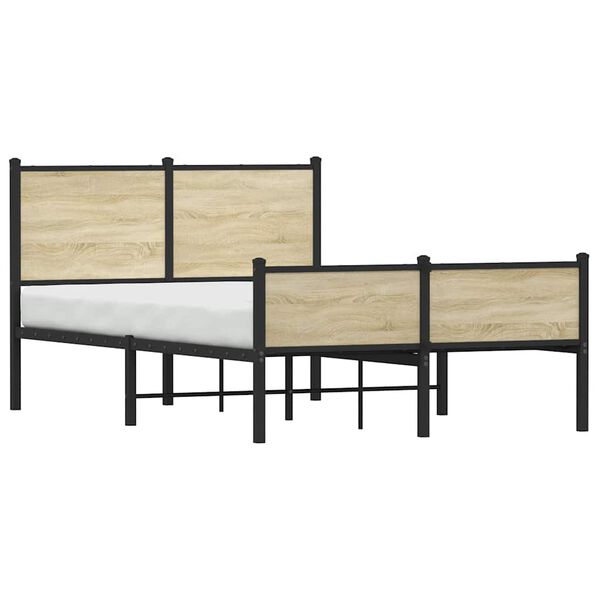 vidaXL Estrutura de cama sem colch&atilde;o 120x200 cm metal carvalho sonoma