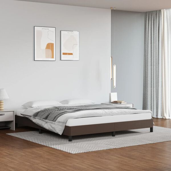 vidaXL Estrutura de cama 180x200cm couro artificial castanho