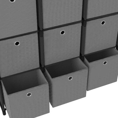 vidaXL Unid. prateleiras 12 cubos c/ caixas 103x30x141 cm tecido preto