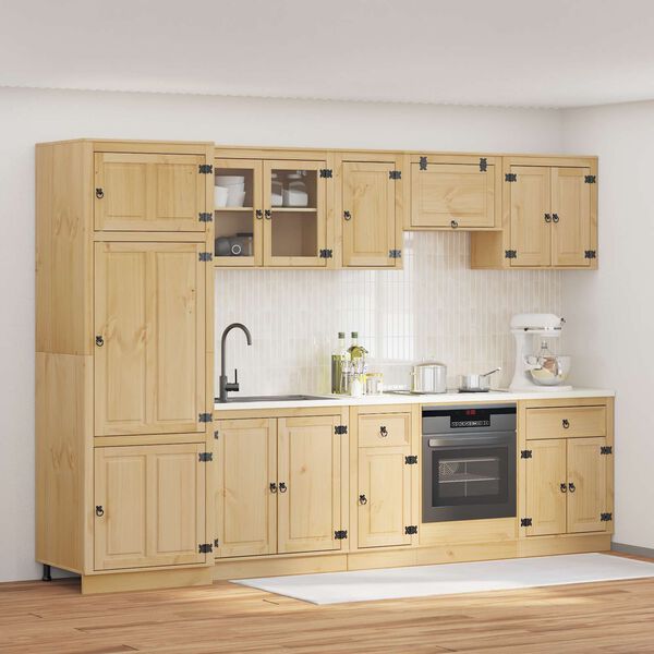 vidaXL Arm&aacute;rio SKI 9 pcs Castanho Mel Madeira de Pinheiro S&oacute;lida