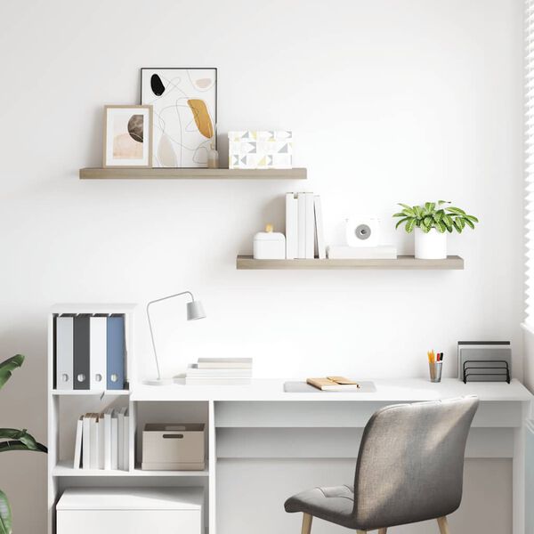 vidaXL Prateleiras parede suspensas 2 pcs 90x23,5x3,8cm MDF carvalho