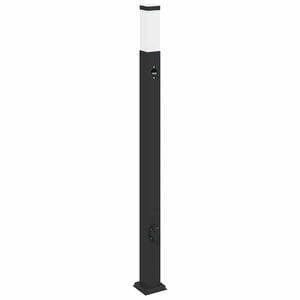 vidaXL Lumin&aacute;ria de poste com sensor e tomada, 110 cm, preta, IP44