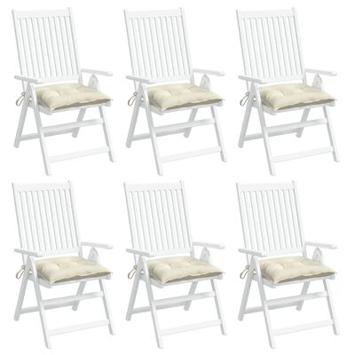 vidaXL Almofadões de cadeira 6 pcs 50x50x7cm tecido oxford branco nata