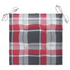 vidaXL Cadeiras de jardim c/ almofadões xadrez vermelho 4 pcs teca