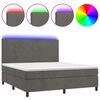 vidaXL Cama box spring c/ colch&atilde;o/LED 160x200cm veludo cinzento-escuro