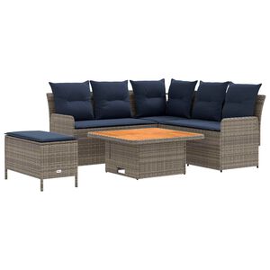 vidaXL Conjuntos de m&oacute;veis 5 unid. Cinza e Azul Marinho Rattan de PE