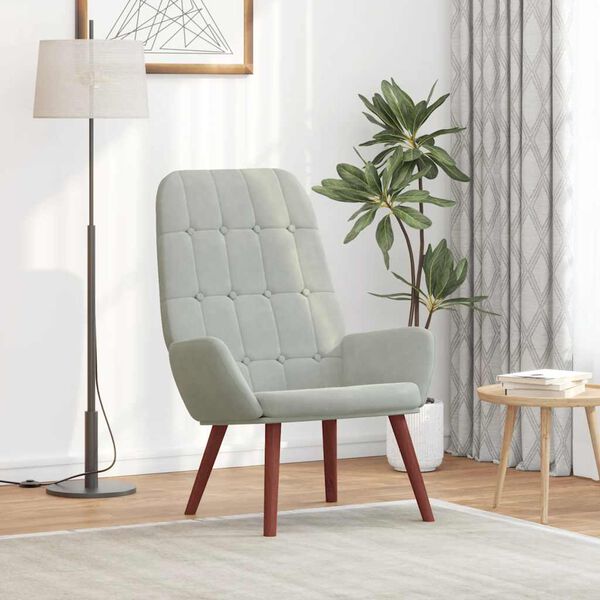 vidaXL Cadeira de descanso veludo cinzento-claro