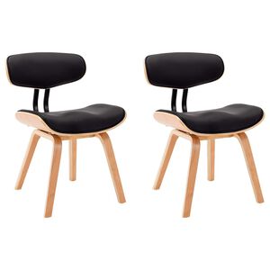 vidaXL Cadeiras jantar 2 pcs madeira curvada e couro artificial preto
